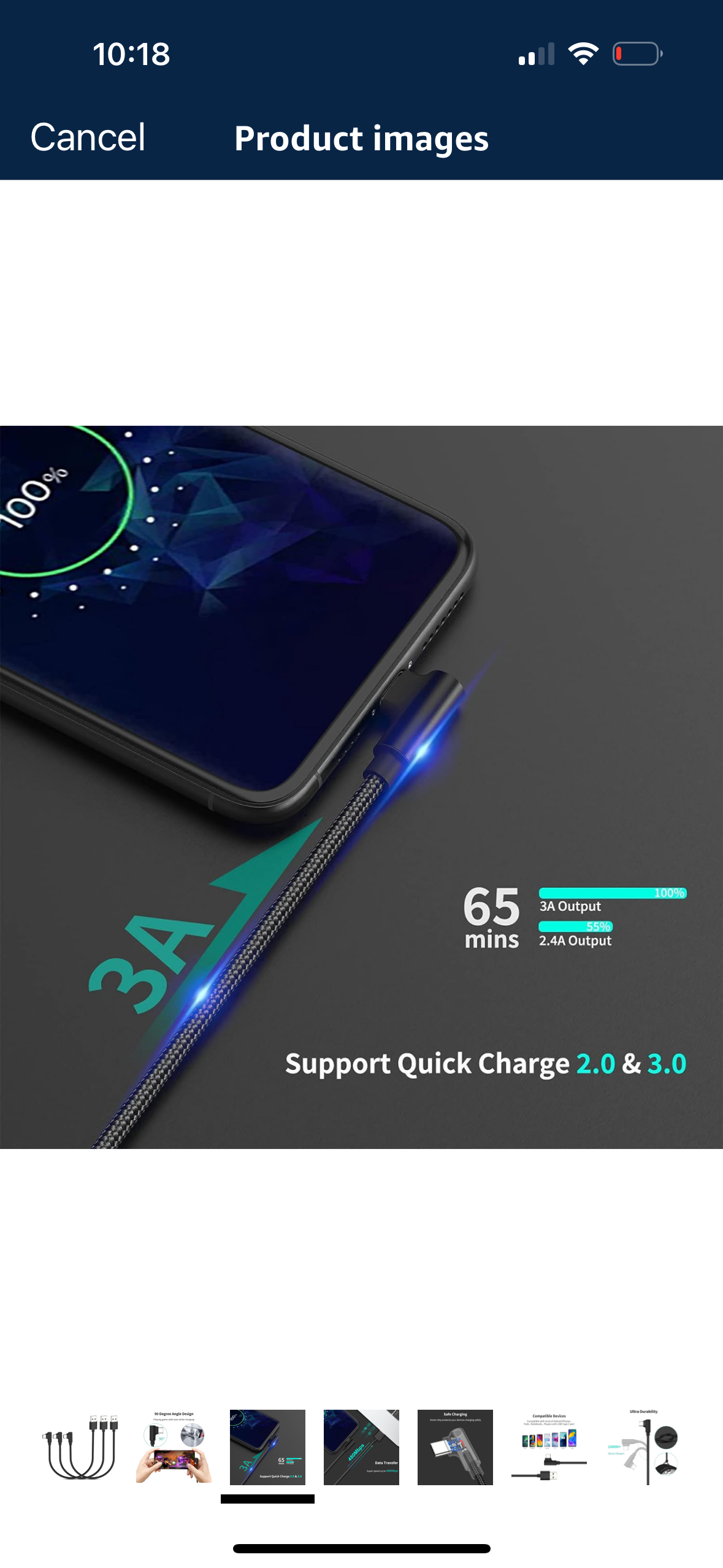 12” USB charger cable