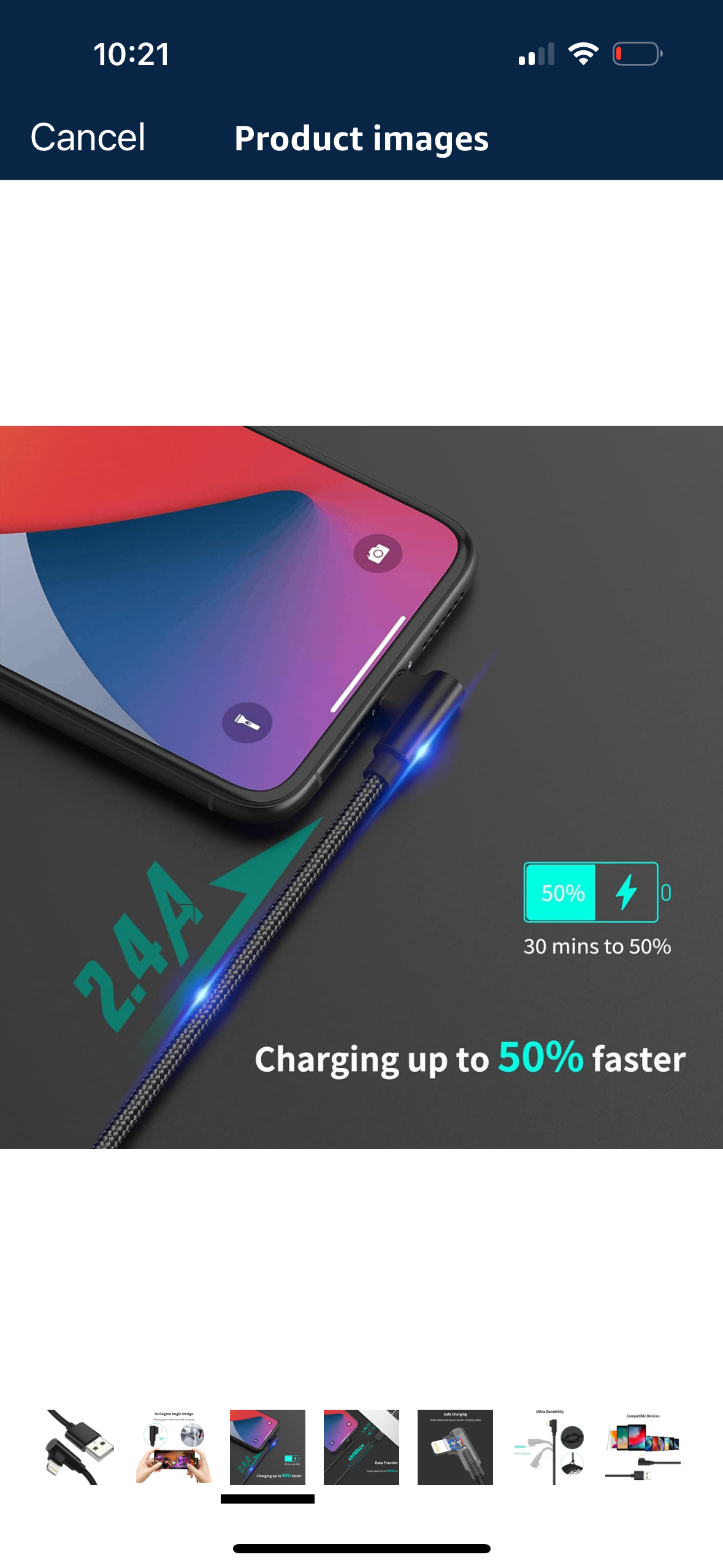 12” USB charger cable